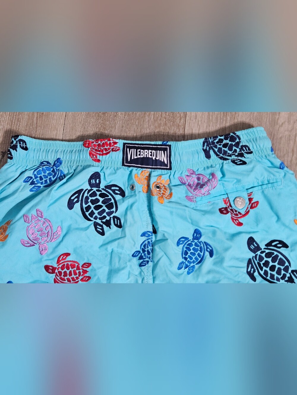 Vilebrequin Moorea Turtle Print Swim Trunks Shorts Blue size XL - Picture 6 of 8